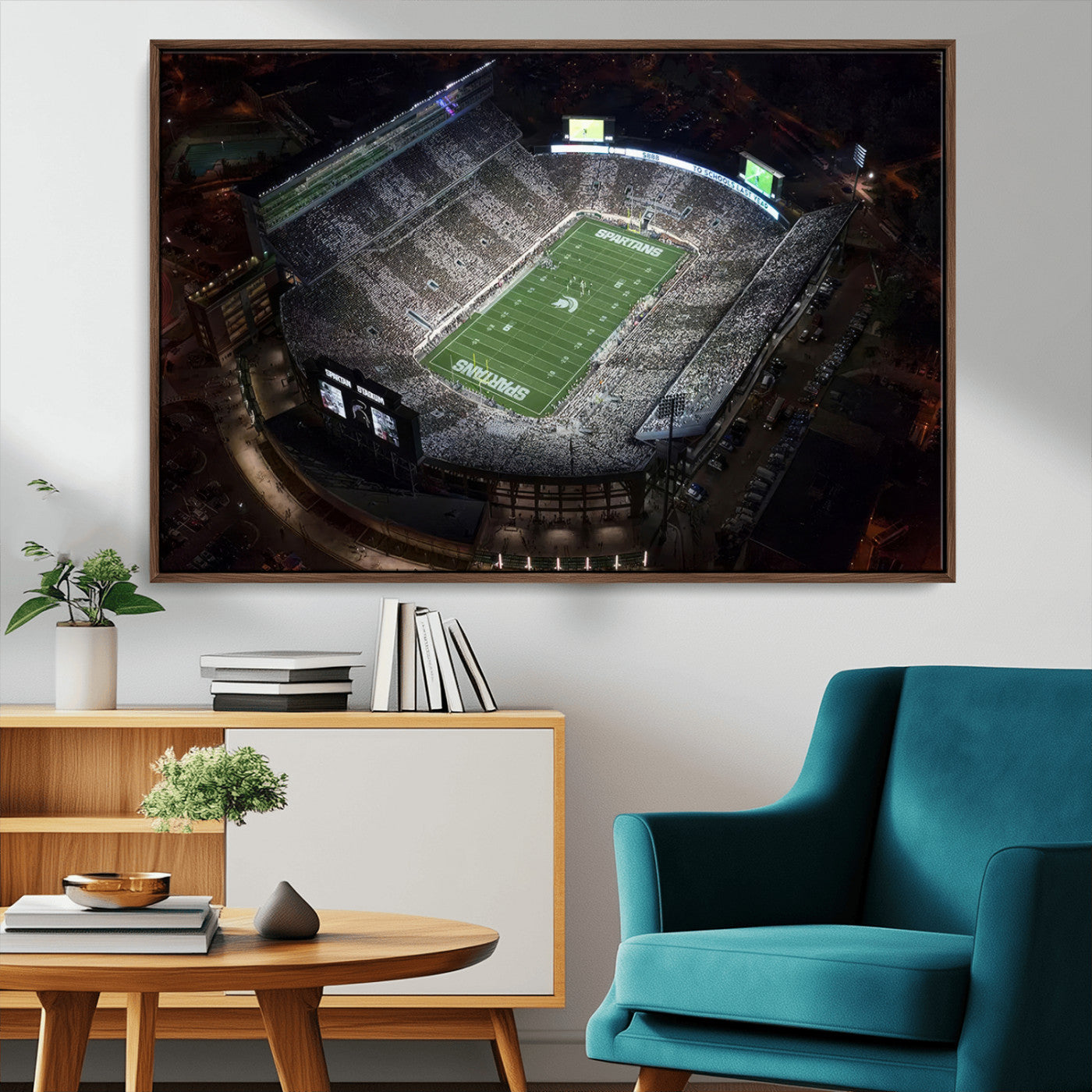 MGV-FC-36X24 - Michigan State Spartans Football Team Print - East Lansing Spartan Stadium Print Wall Art