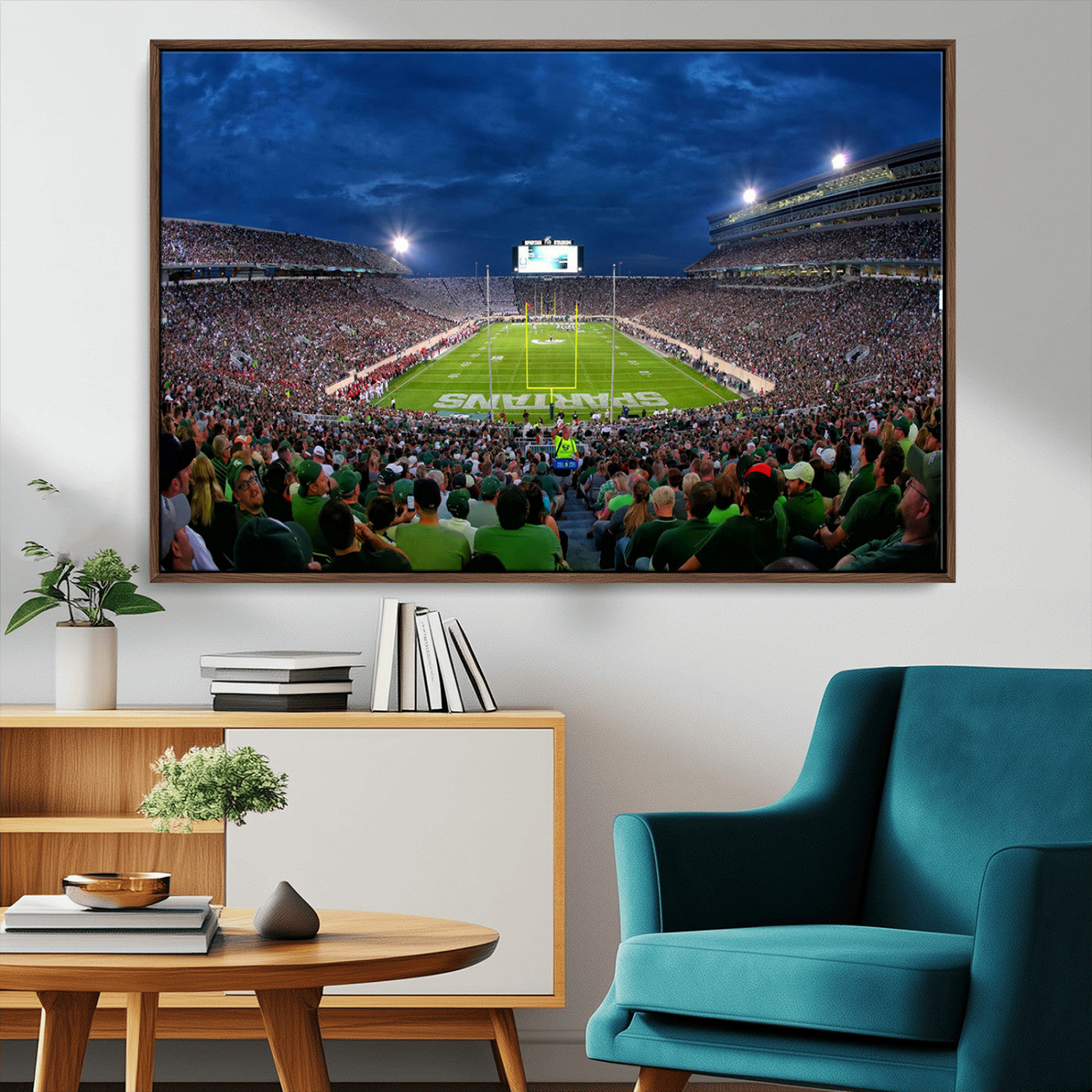 MGV-FC-36X24 - Michigan State Spartans Football Team Print - East Lansing Spartan Stadium Wall Art Canvas Print
