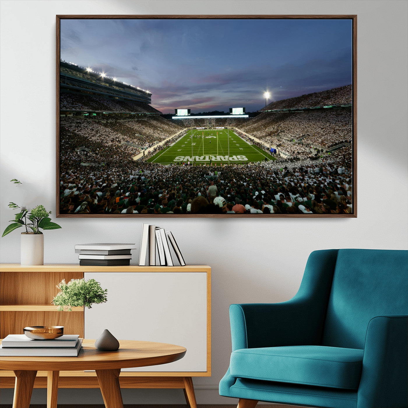 MGV-FC-36X24 - Michigan State Spartans Football Team Print - East Lansing Spartan Stadium Canvas Print