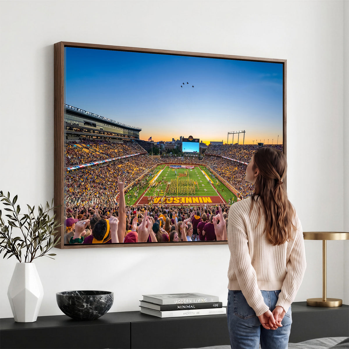 84421-MGV-CV-36X24 - University of Minnesota Golden Gophers Art Print, Football Team Print - Minneapolis Huntington Bank