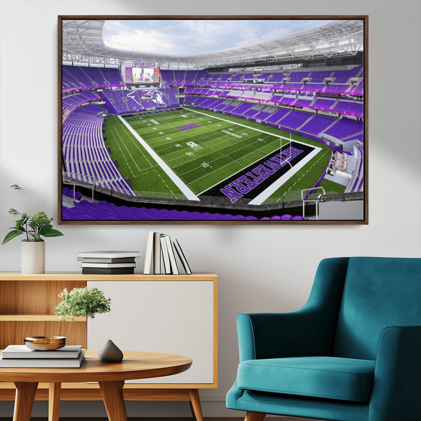 MGV-FC-36X24 - Northwestern University Wildcats Football Team Print - Evanston Ryan Field Wall Art Canvas Print