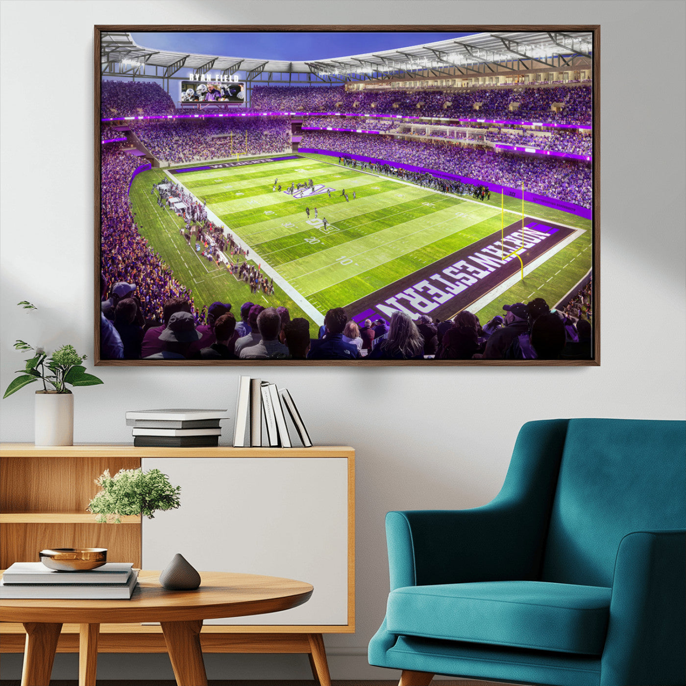 MGV-FC-36X24 - Northwestern University Wildcats Football Team Print - Evanston Ryan Field Wall Art Canvas Print