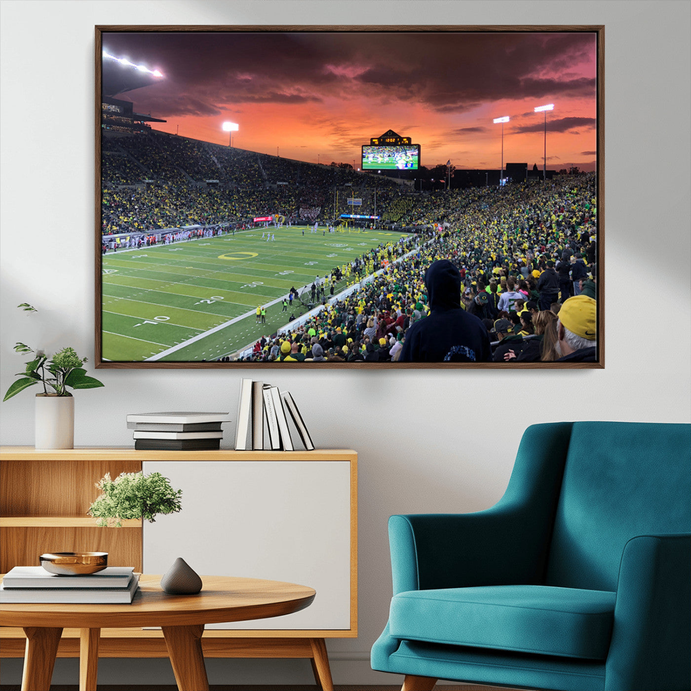 MGV-FC-36X24 - Eugene Autzen Stadium Canvas Wall Art Print – Sunset Over Iconic Football Field Wall Decor for Home