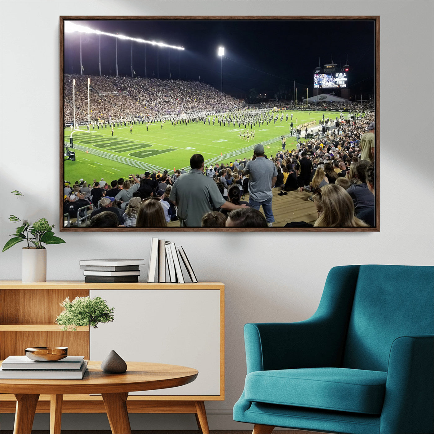 MGV-FC-36X24 - Purdue University Boilermakers Football Team Print - West Lafayette Ross-Ade Stadium Wall Art Canvas
