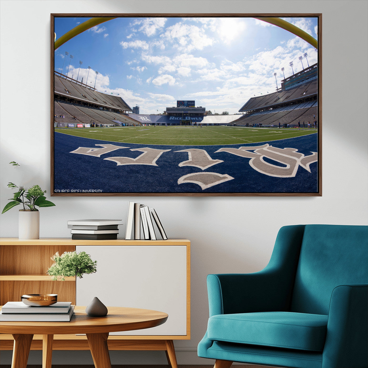 MGV-FC-36X24 - Rice University Owls Football Team Print - Houston Rice Stadium Wall Art Canvas Print