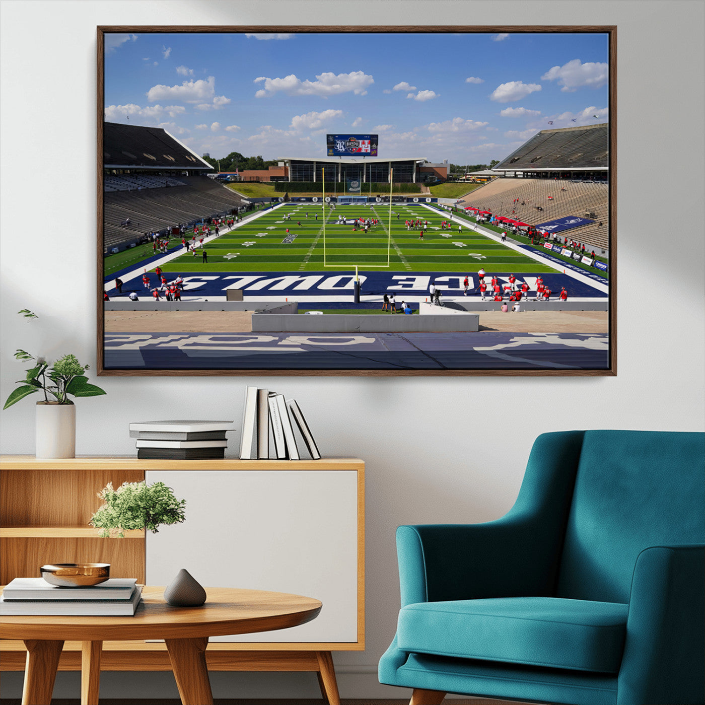 MGV-FC-36X24 - Rice University Owls Football Team Print - Houston Rice Stadium Wall Art Canvas Print