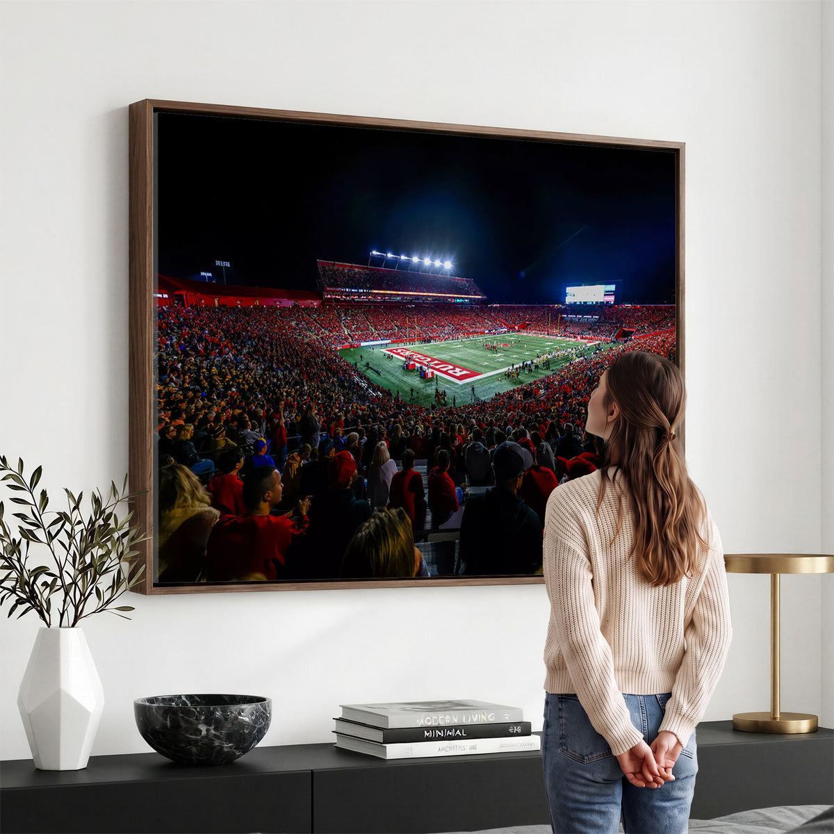 18115-PAN-FL-20X10 - Rutgers Scarlet Knights Football Team Print - SHI Stadium, Piscataway Wall Art Canvas Print