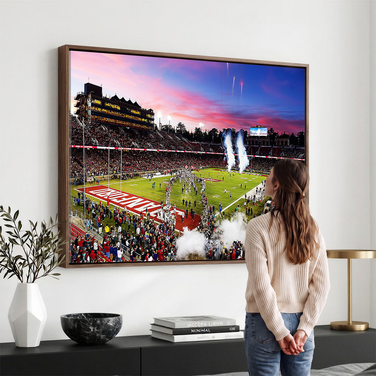 25557-PAN-FL-20X10 - Stanford University Cardinal Football Team Print - Stanford Stadium Wall Art Canvas Print