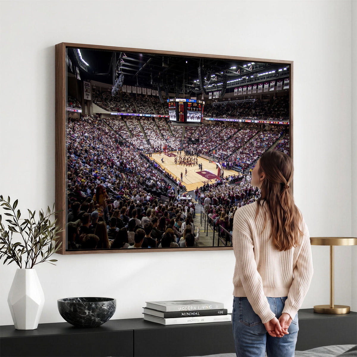 76876-MGV-CV-36X24 - University of Nebraska Cornhuskers Basketball Team Print - Lincoln Red Arena Wall Art Canvas Print