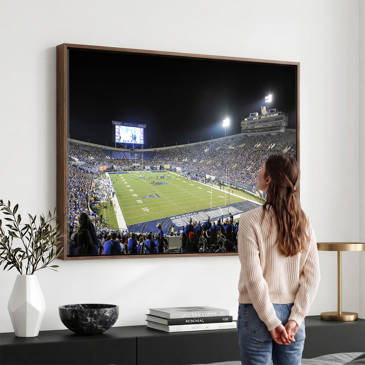 10894-PAN-FL-20X10 - University of Memphis Tigers Football Team Print - Memphis Simmons Bank Liberty Stadium Wall Art