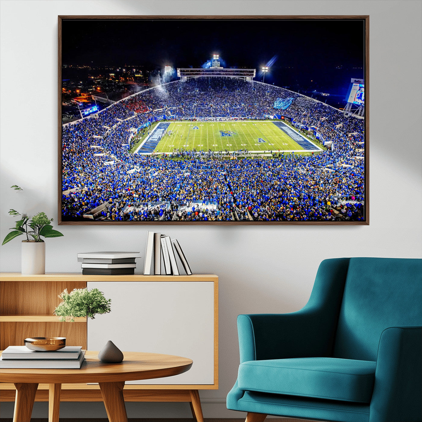 MGV-FC-36X24 - University of Memphis Tigers Football Team Print - Memphis Simmons Bank Liberty Stadium Wall Art