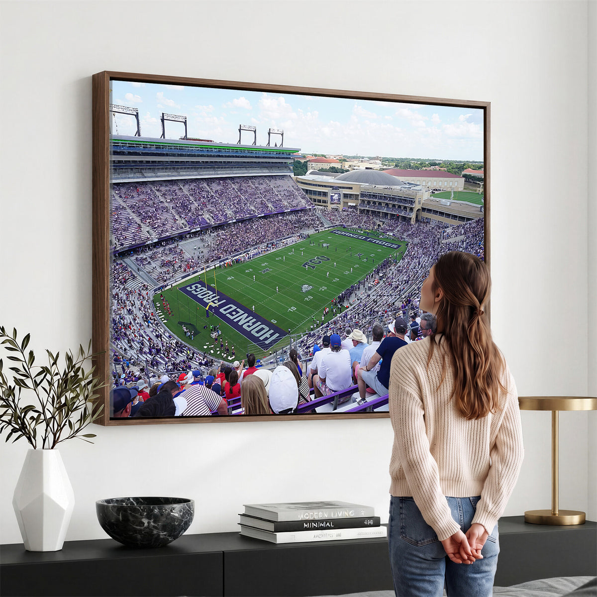 95139-MGV-CV-36X24 - The Texas Christian University TCU Horned Frogs Football Team Print, Fort Worth