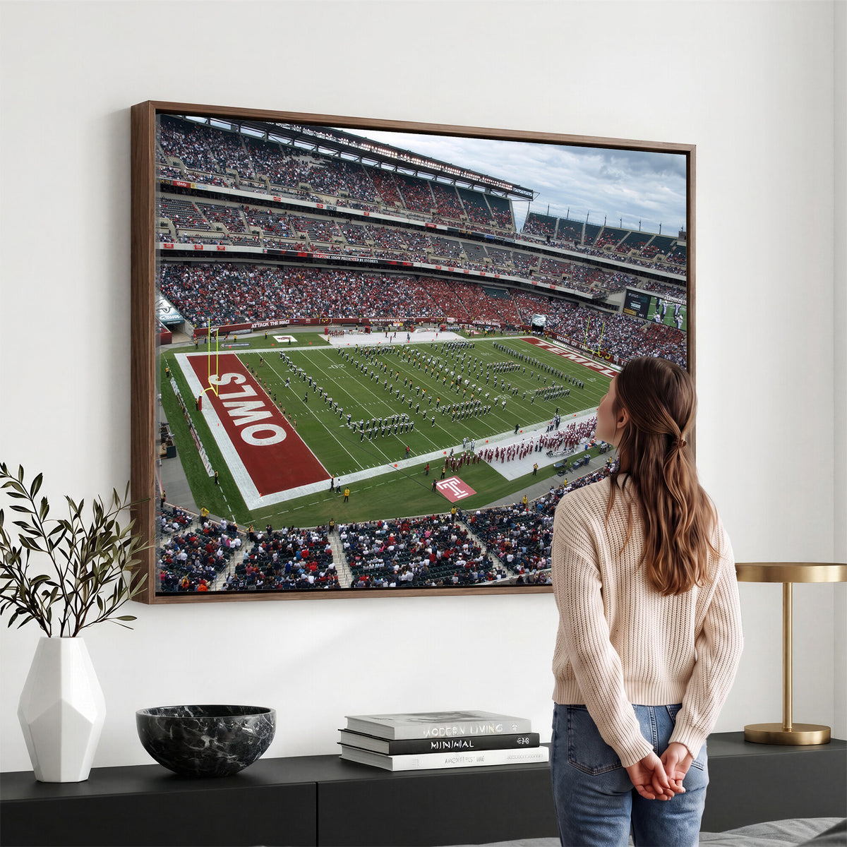 15310-PAN-FL-20X10 - The Temple University Owls Athletics Team Print - Philadelphia Lincoln Financial Field Stadium Wall