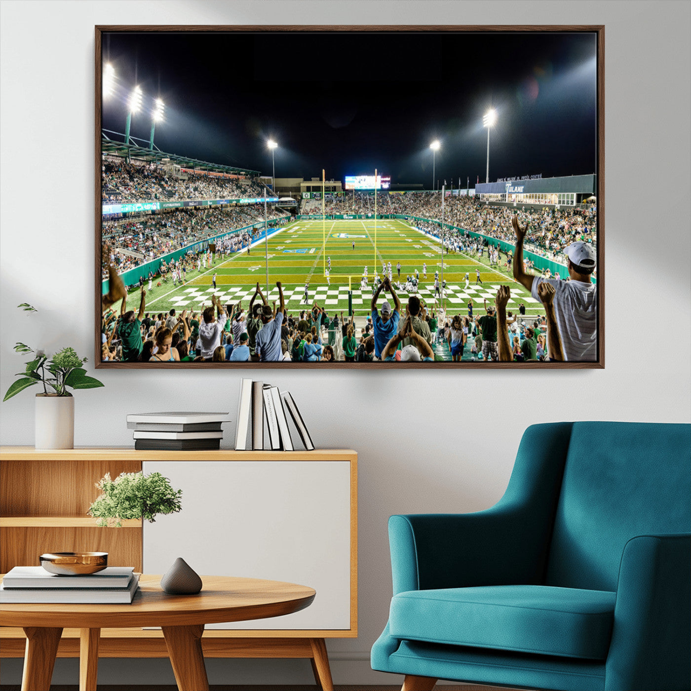 MGV-FC-36X24 - The Tulane University Green Wave Football Team Print - New Orleans Yulman Stadium Wall Art Canvas