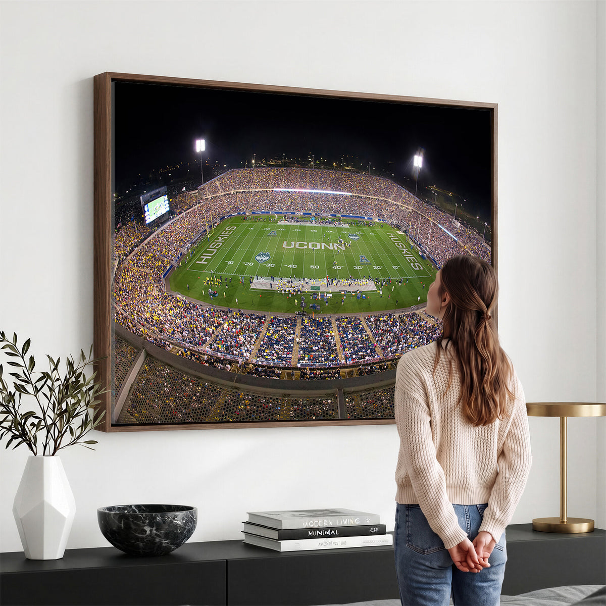 52855-MGV-CV-36X24 - The University of Connecticut UCONN Huskies Football Team Print, East Hartford