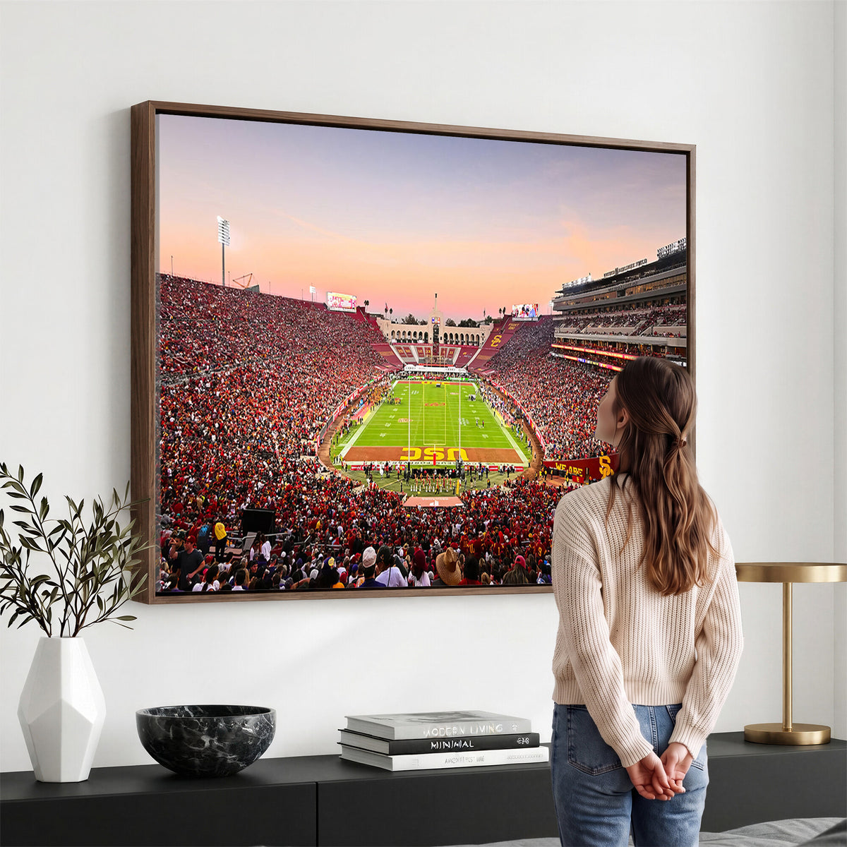 39904-MGV-CV-36X24 - The University of Southern California USC Trojans Football Team Print, Home Bar Wall Decor