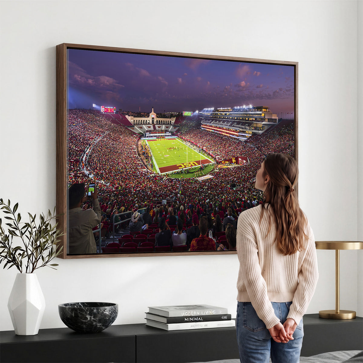 73373-MGV-CV-36X24 - The University of Southern California USC Trojans Football Team Print, Extra Large Game Room Wall Decor