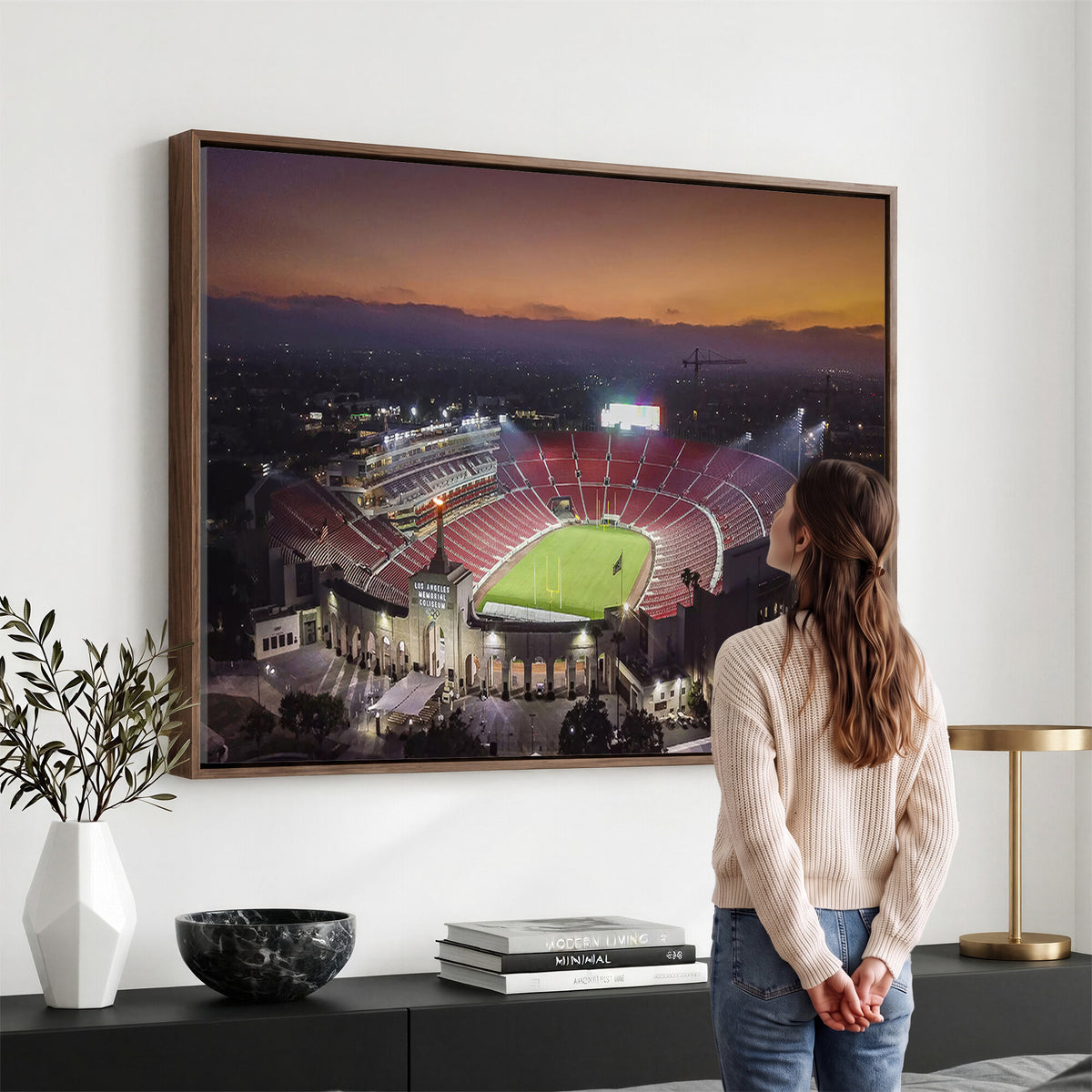 50666-MGV-CV-36X24 - The University of Southern California USC Trojans Football Team Print, Los Angeles Memorial Coliseum
