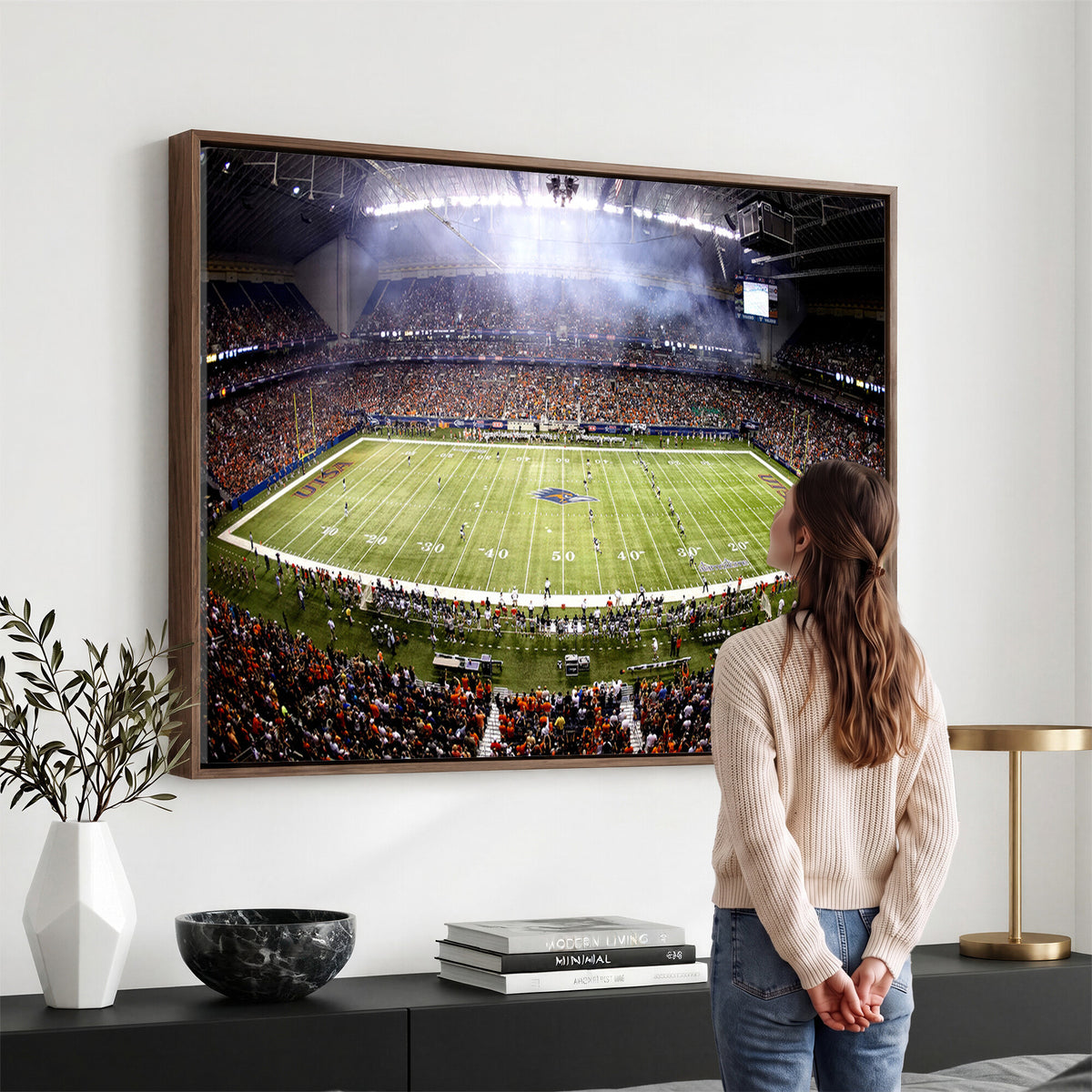 46972-MGV-CV-36X24 - The University of Texas at San Antonio Roadrunners Football Team Print, Framed and Ready to Hang