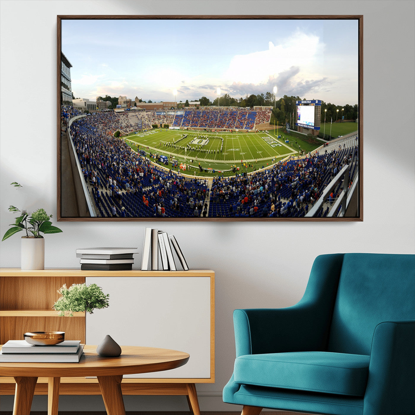 MGV-FC-36X24 - The Duke University Blue Devils Football Team Print - Durham Wallace Wade Stadium Wall Art Canvas