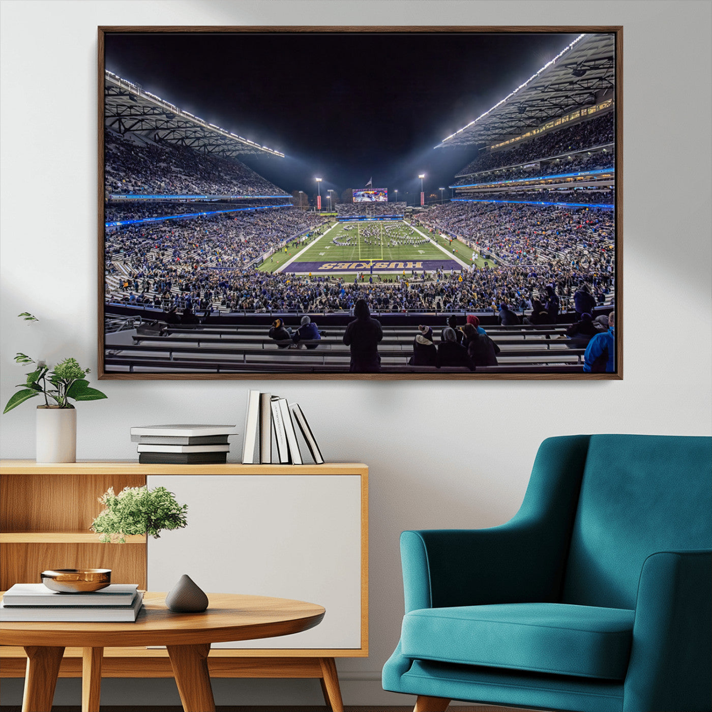 MGV-FC-36X24 - The University of Washington Huskies Football Team Print - Seattle Husky Stadium Wall Art Canvas