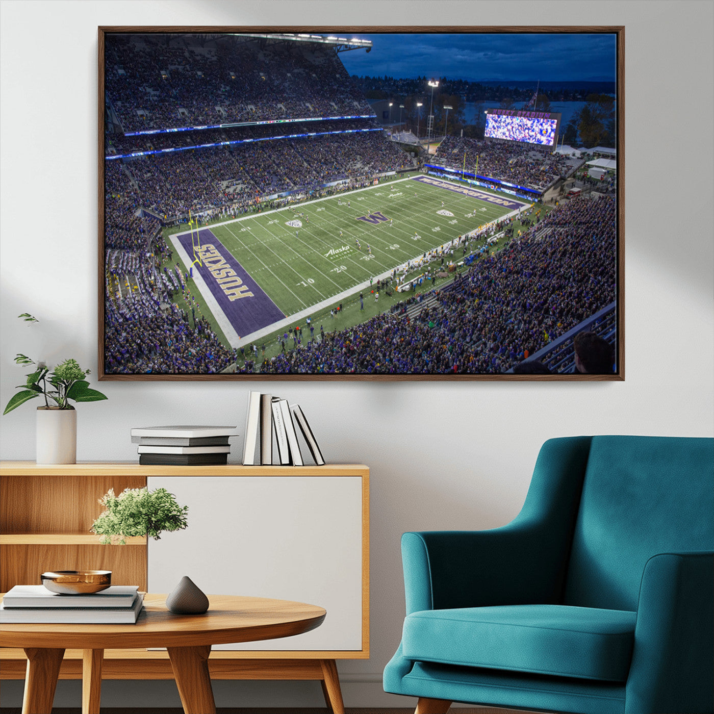 MGV-FC-36X24 - The University of Washington Huskies Football Team Print - Seattle Husky Stadium Wall Art Canvas