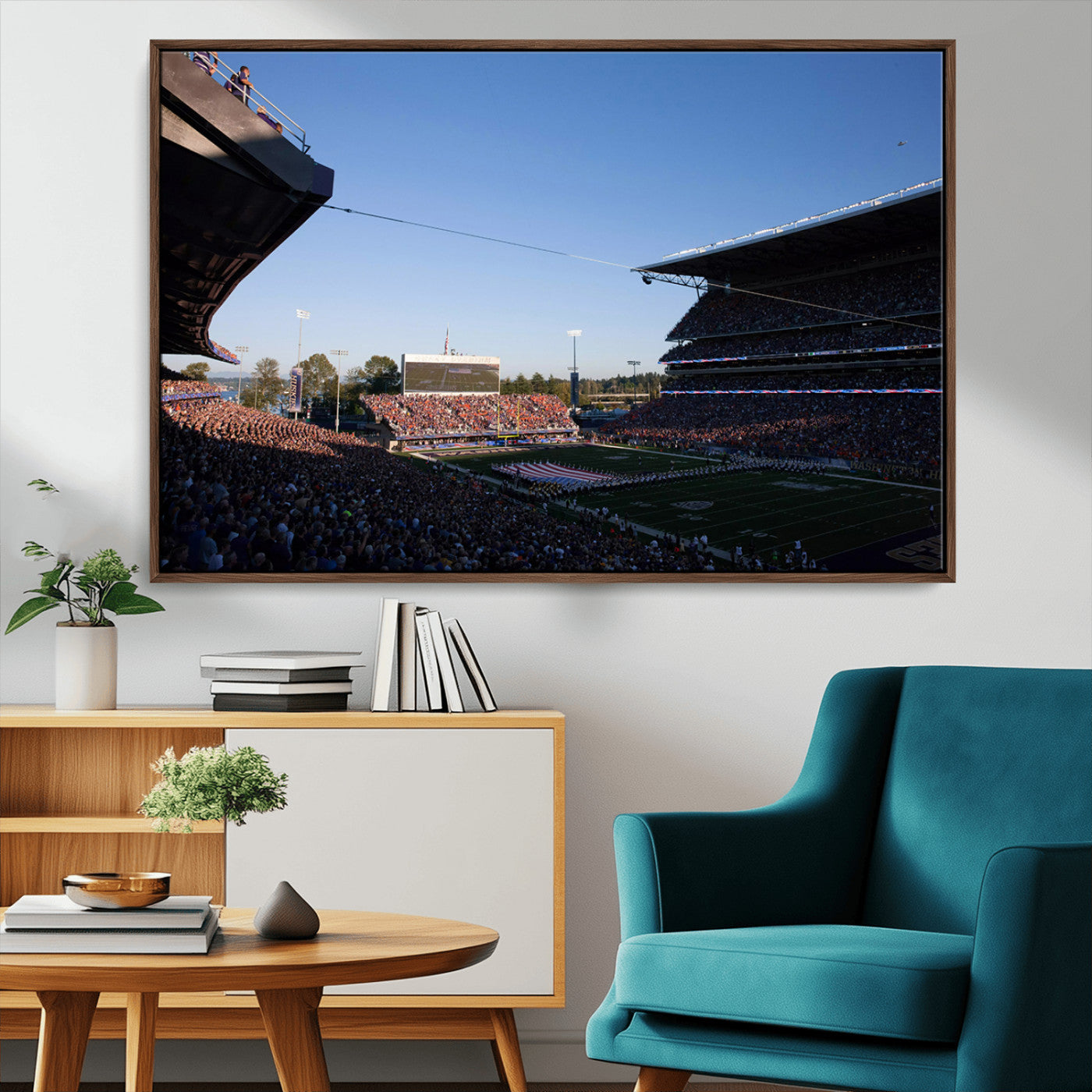 MGV-FC-36X24 - The University of Washington Huskies Football Team Print - Seattle Husky Stadium Wall Art Canvas