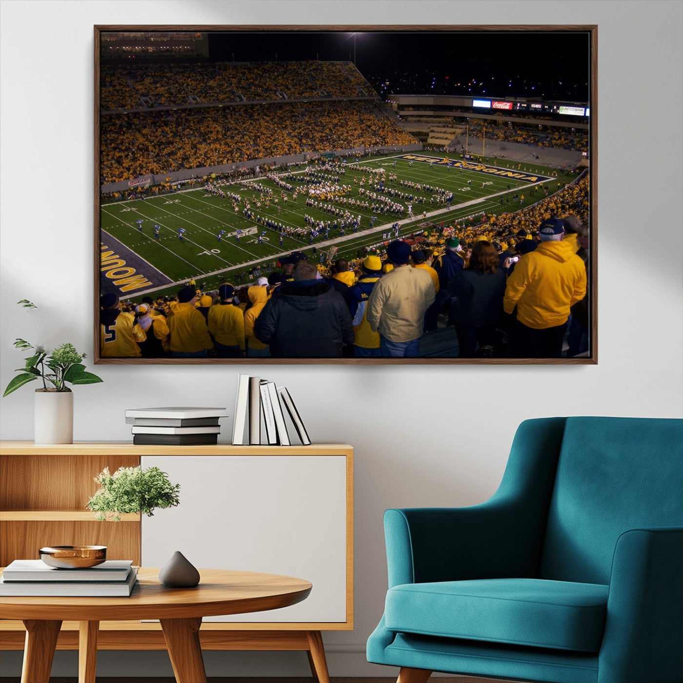 MGV-FC-36X24 - West Virginia Uni Mountaineers Football Team Print - Milan Puskar Stadium Canvas Print Wall Art,