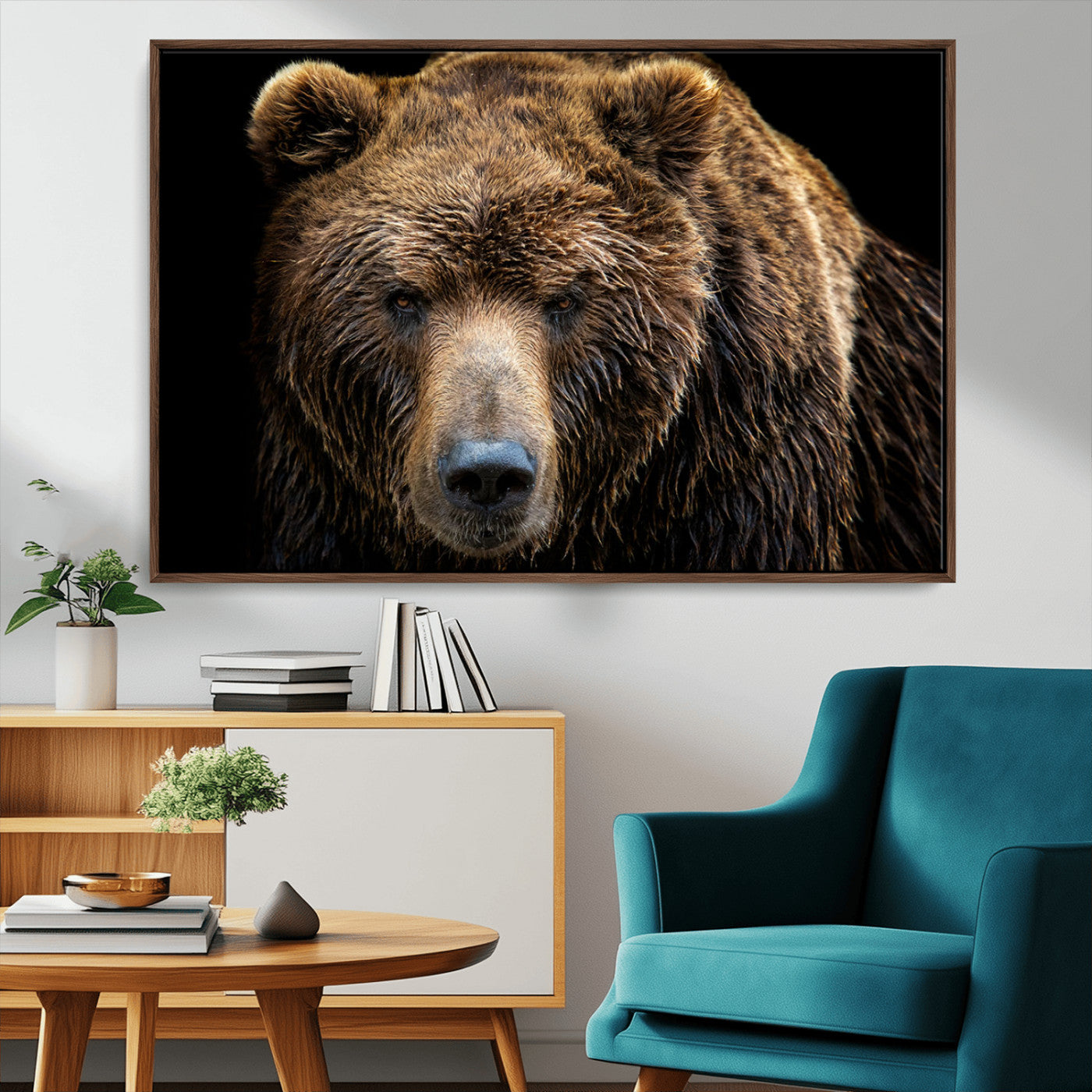 MGV-FC-36X24 - Grizzly Brown Bear Canvas Wall Art, Wildlife Animal Canvas Artwork Bear Print, Bear Wall Art Print,