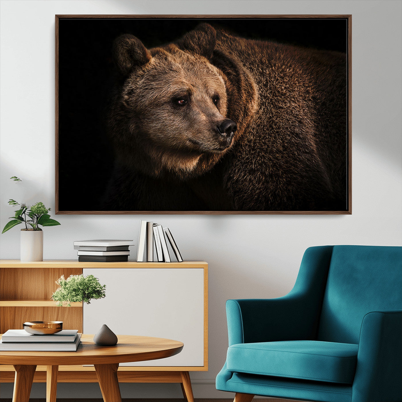 MGV-FC-36X24 - Wild Grizzly 399 Bear Canvas Wall Art Print, Bear Animal Canvas Artwork Print, Black Bear Wall Art
