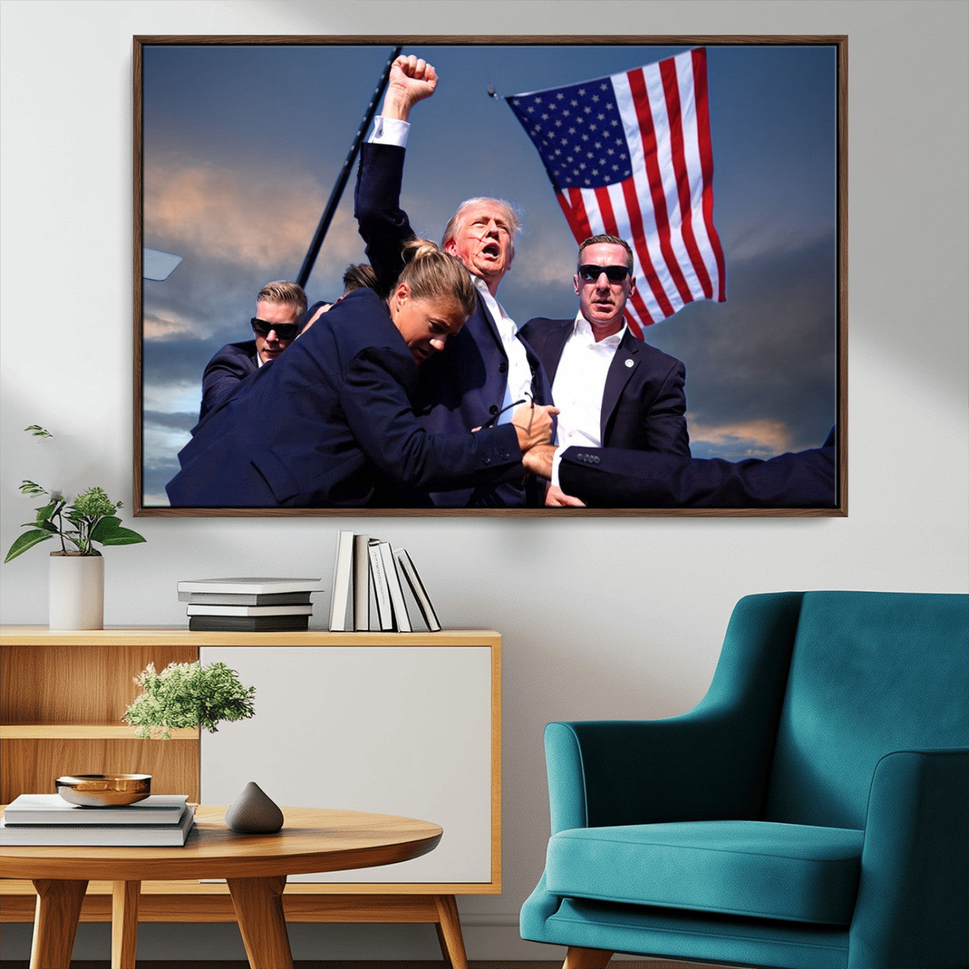 MGV-FC-36X24 - Donald Trump Assassination Attempt Wall Art Print, Trump Historic Footage - Iconic Reaction by Trump