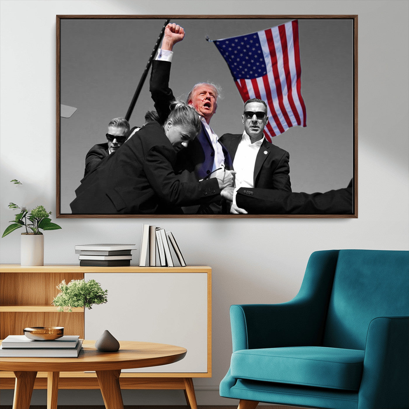 MGV-FC-36X24 - Donald Trump Assassination Attempt Wall Art Print, Trump Historic Footage - Iconic Reaction by Trump