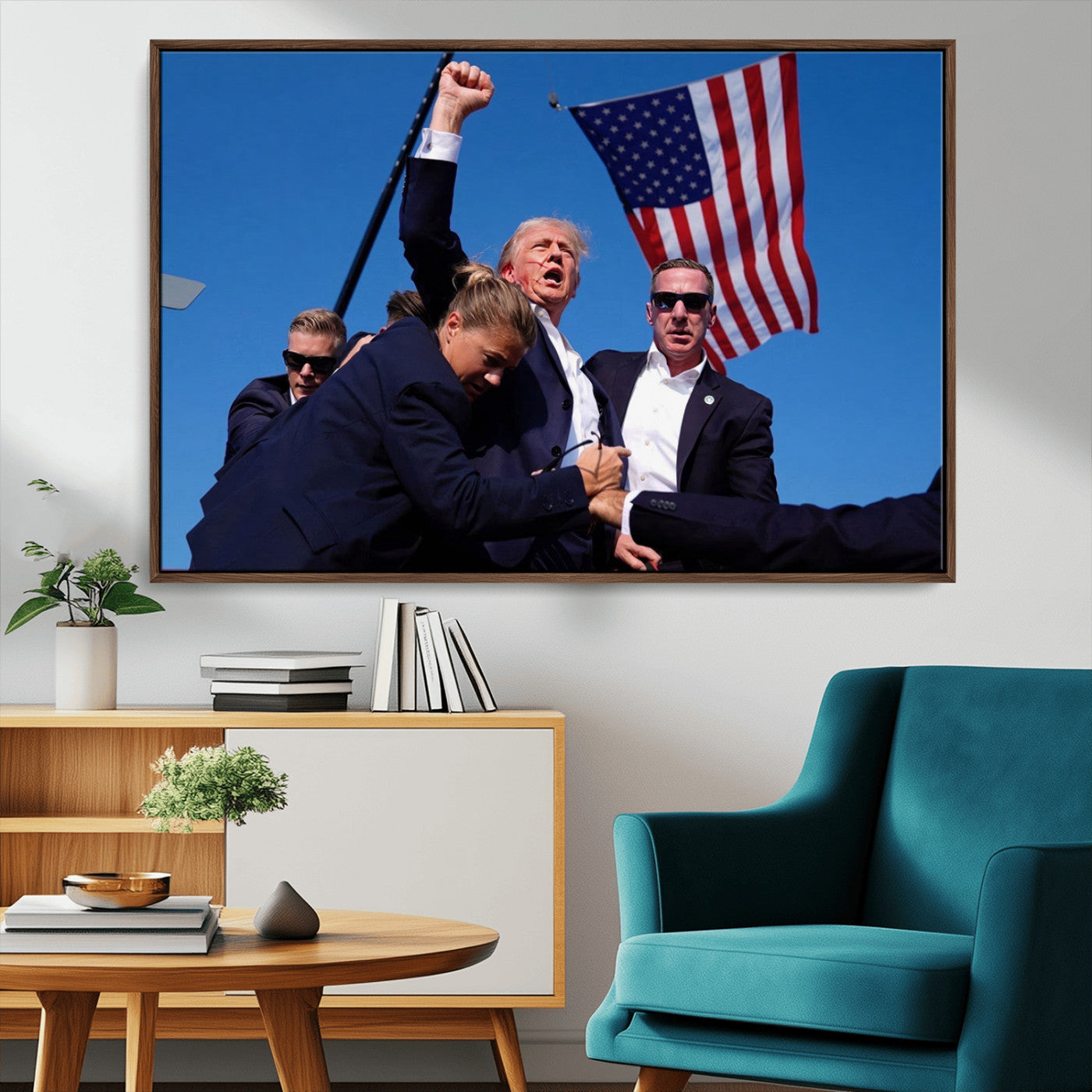 MGV-FC-36X24 - Donald Trump Assassination Attempt Wall Art Print, Trump Historic Footage - Iconic Reaction by Trump