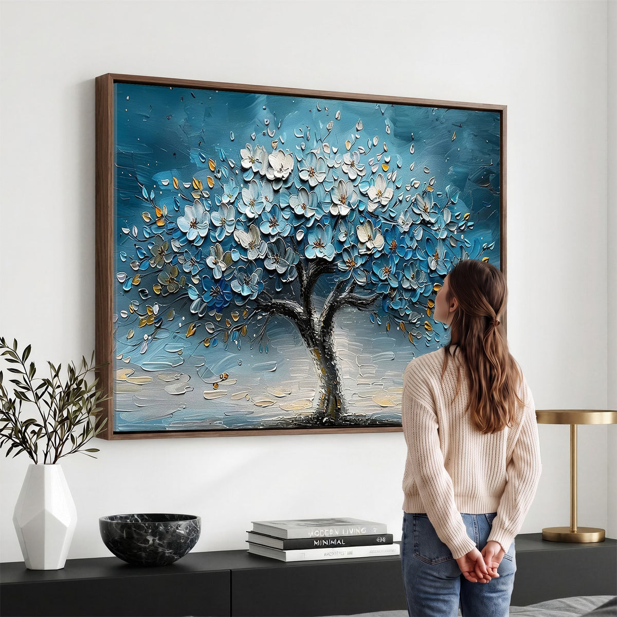 24109-_Poster-30x20 - Abstract Blooming Tree Wall Art Canvas Print, Floral Modern Home Decor