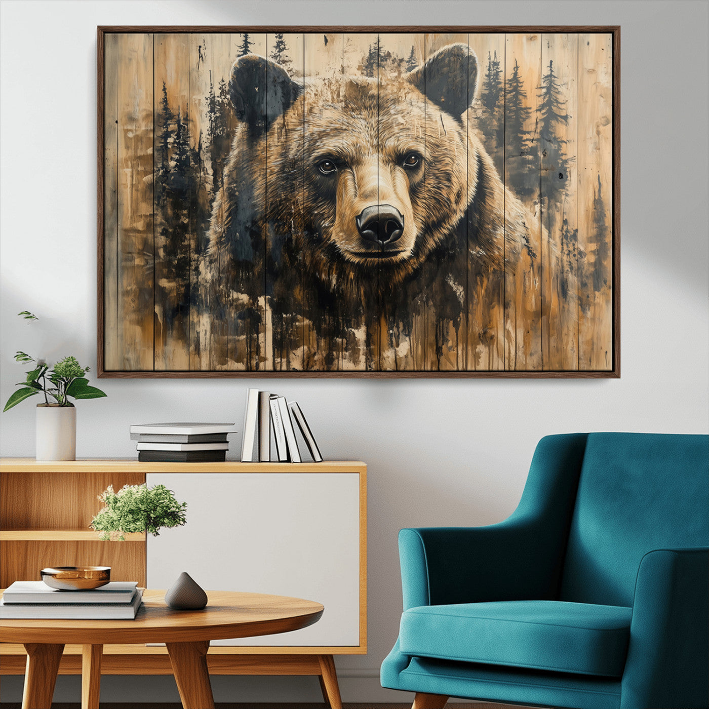 MGV-FC-36X24 - Majestic Grizzly 399 Bear Wall Art | 3-Panel Rustic Canvas Print for Living Room, Office, or Cabin