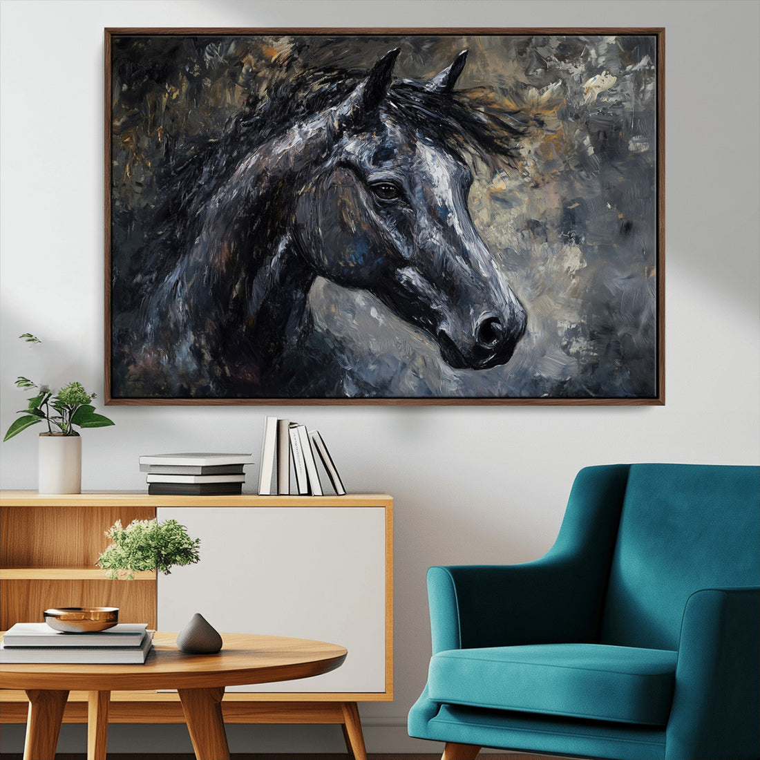 Large Abstract Horse Wall Art Canvas Print, Farmhouse Wall Art