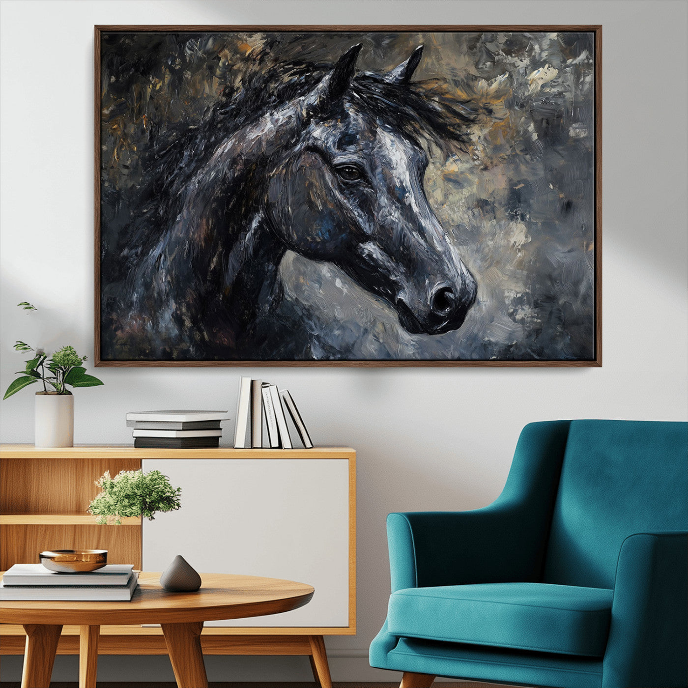 MGV-FC-36X24 - Large Abstract Horse Wall Art Canvas Print | Farmhouse Wall Decor | Rustic Horse Art | Western Cabin