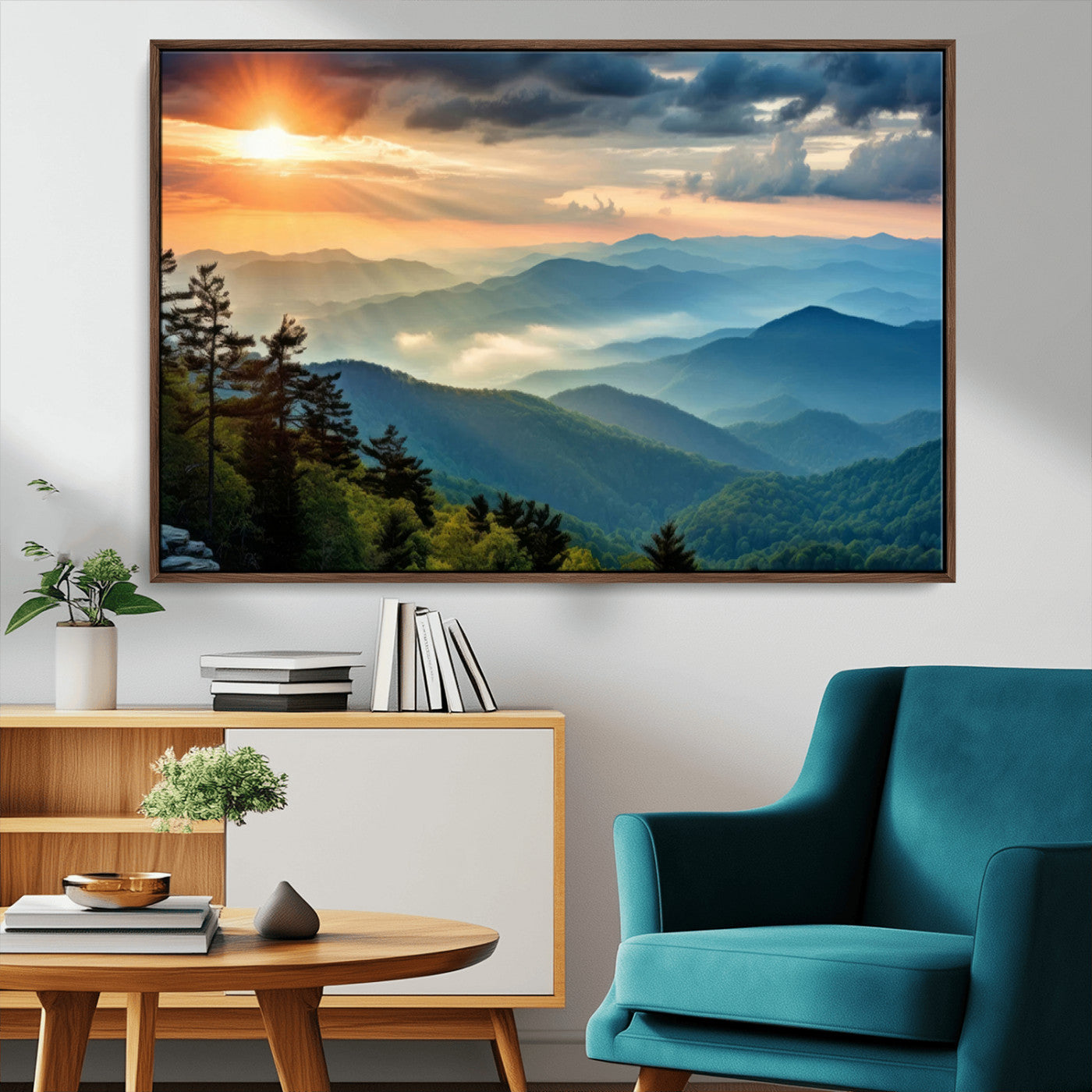 MGV-FC-36X24 - Sunrise Over Mountain Range Wall Art Canvas Print, Farmhouse Wall Decor, Cabin Wall Art