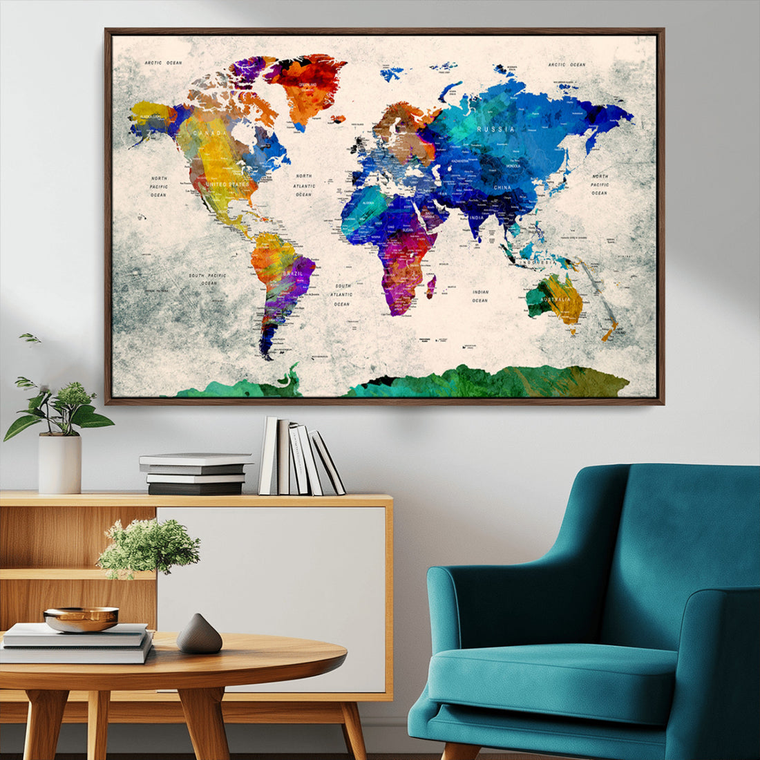 World Map Canvas Print | Framed Travel Map Wall Art for Home and Office