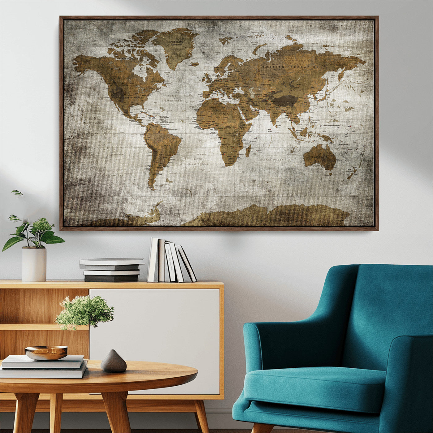 MGV-FC-36X24 - Push Pin World Map Canvas Print – Framed Wall Art for Couples to Track Their Travels – Anniversary