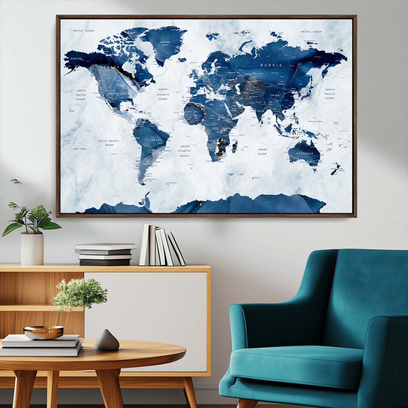 MGV-FC-36X24 - Push Pin World Map Canvas Print – Framed Wall Art for Couples to Track Their Travels – Anniversary
