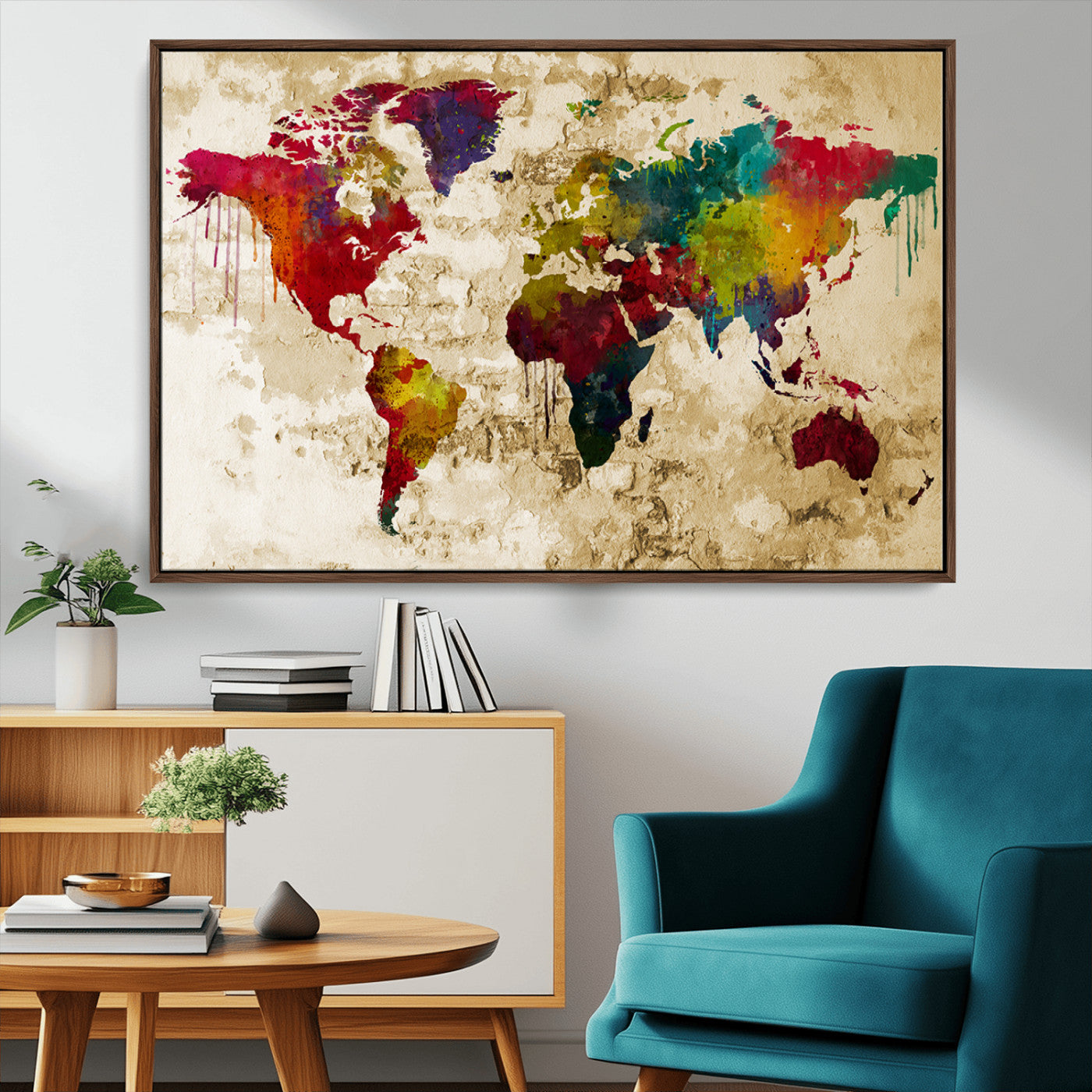 MGV-FC-36X24 - Push Pin World Map Canvas Print – Framed Wall Art for Couples to Track Their Travels – Anniversary