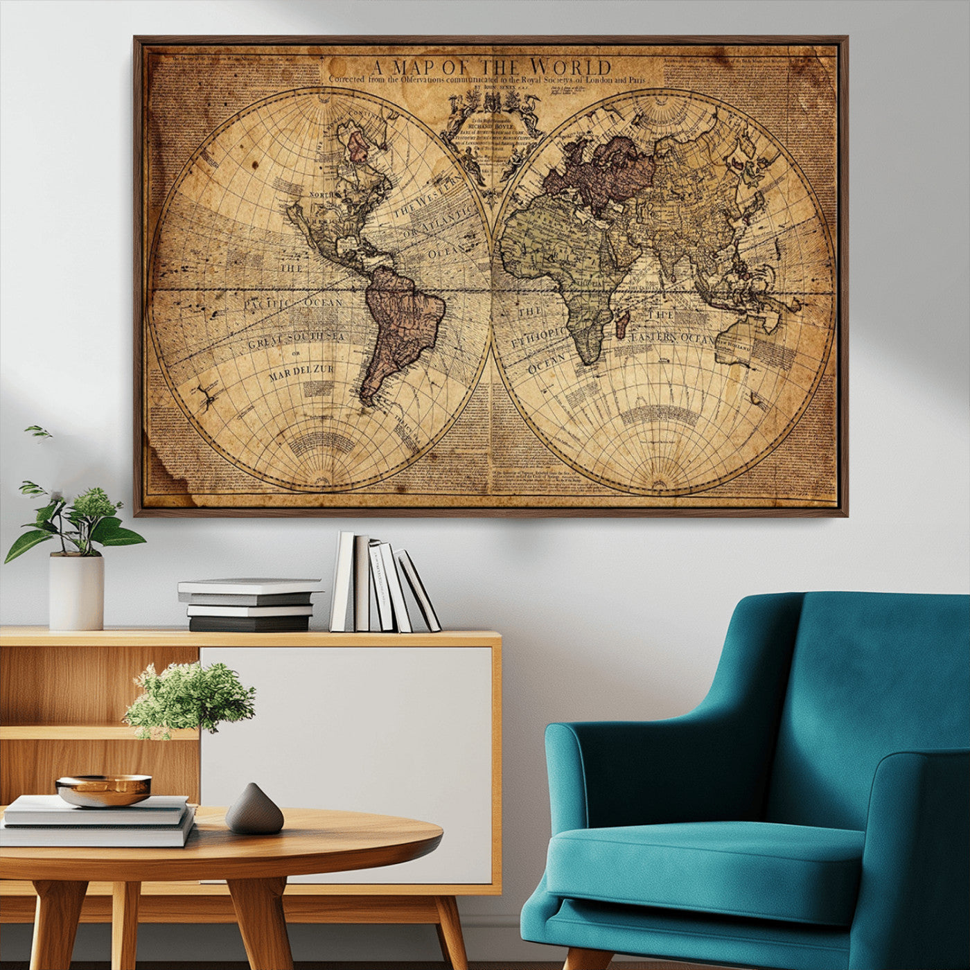 MGV-FC-36X24 - Push Pin World Map Canvas Print – Framed Wall Art for Couples to Track Their Travels – Anniversary