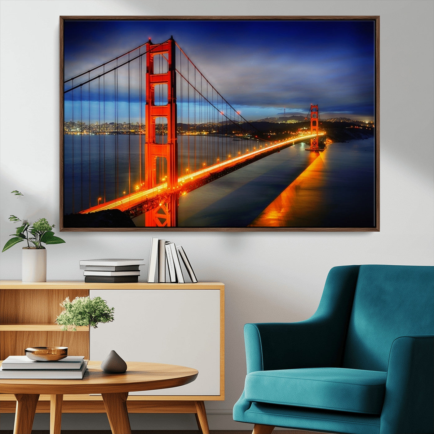 MGV-FC-36X24 - Large Wall Art San Francisco Canvas Print - Wonderful Golden Gate Bridge at Twilight
