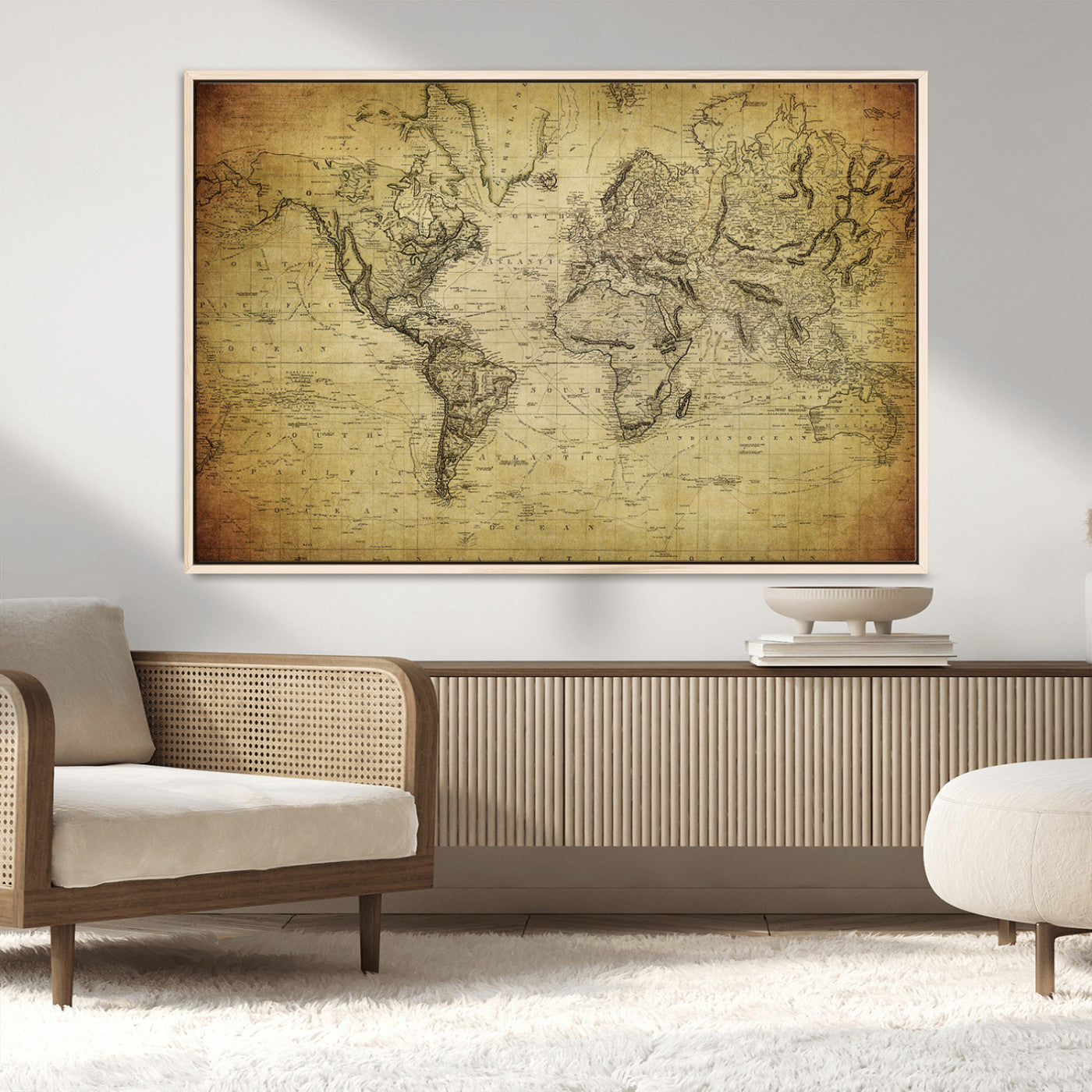 MGV-FC-36X24 - Push Pin World Map Canvas Print – Framed Wall Art for Couples to Track Their Travels – Anniversary
