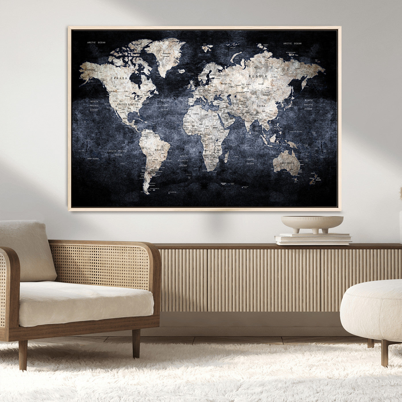 MGV-FC-36X24 - World Map Wall Art Canvas Print for Home and Office Decor