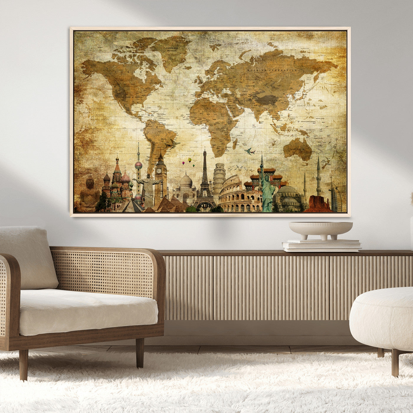 MGV-FC-36X24 - Push Pin World Map Canvas Print – Framed Wall Art for Couples to Track Their Travels – Anniversary