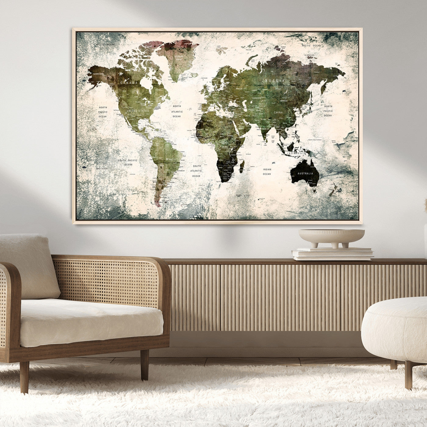 MGV-FC-36X24 - Push Pin World Map Canvas Print – Framed Wall Art for Couples to Track Their Travels – Anniversary