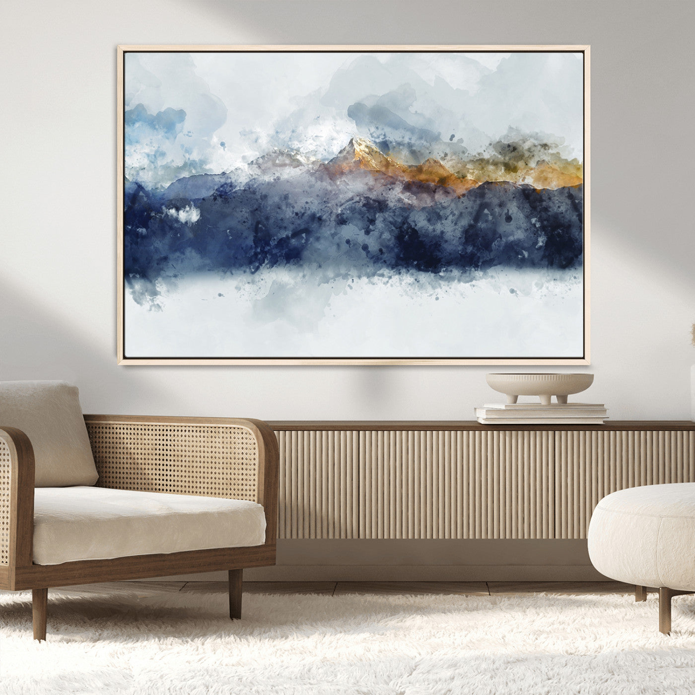 89149-MGV-CV-36X24-Abstract Mountain Range Art Canvas Print | 3 Panel Watercolor Landscape for Living Room, Office, or Bedroom | Large Ready-to-Hang Artwork