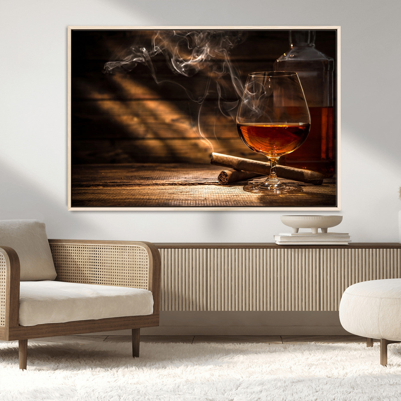 MGV-FC-36X24 - Whiskey and Cigar Wall Art Canvas Print